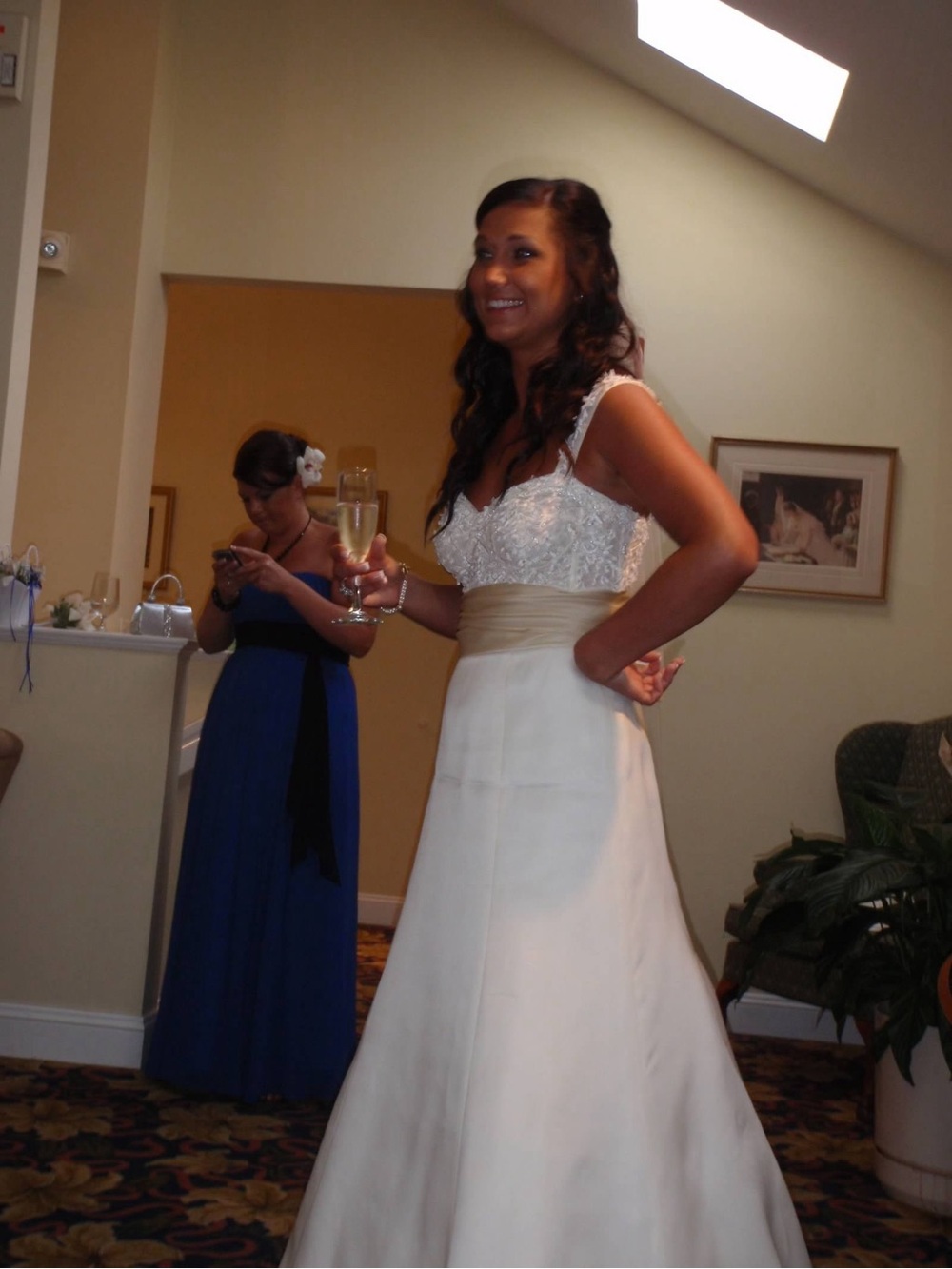 Monique Lhuillier Ivory and White Strapless Embellished Wedding Gown